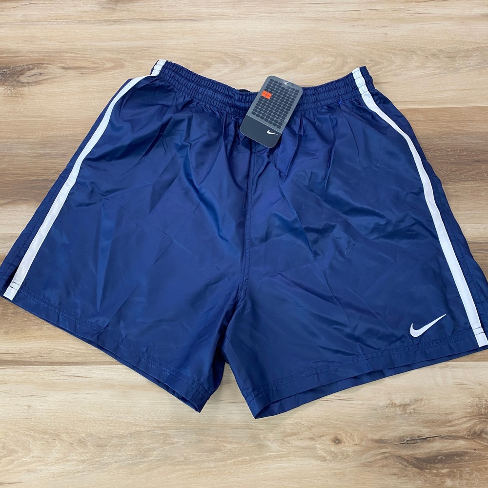 Vintage Nike Running Shorts Mens M Y2K Shiny Glanz Soccer Nylon Blue Deadstock